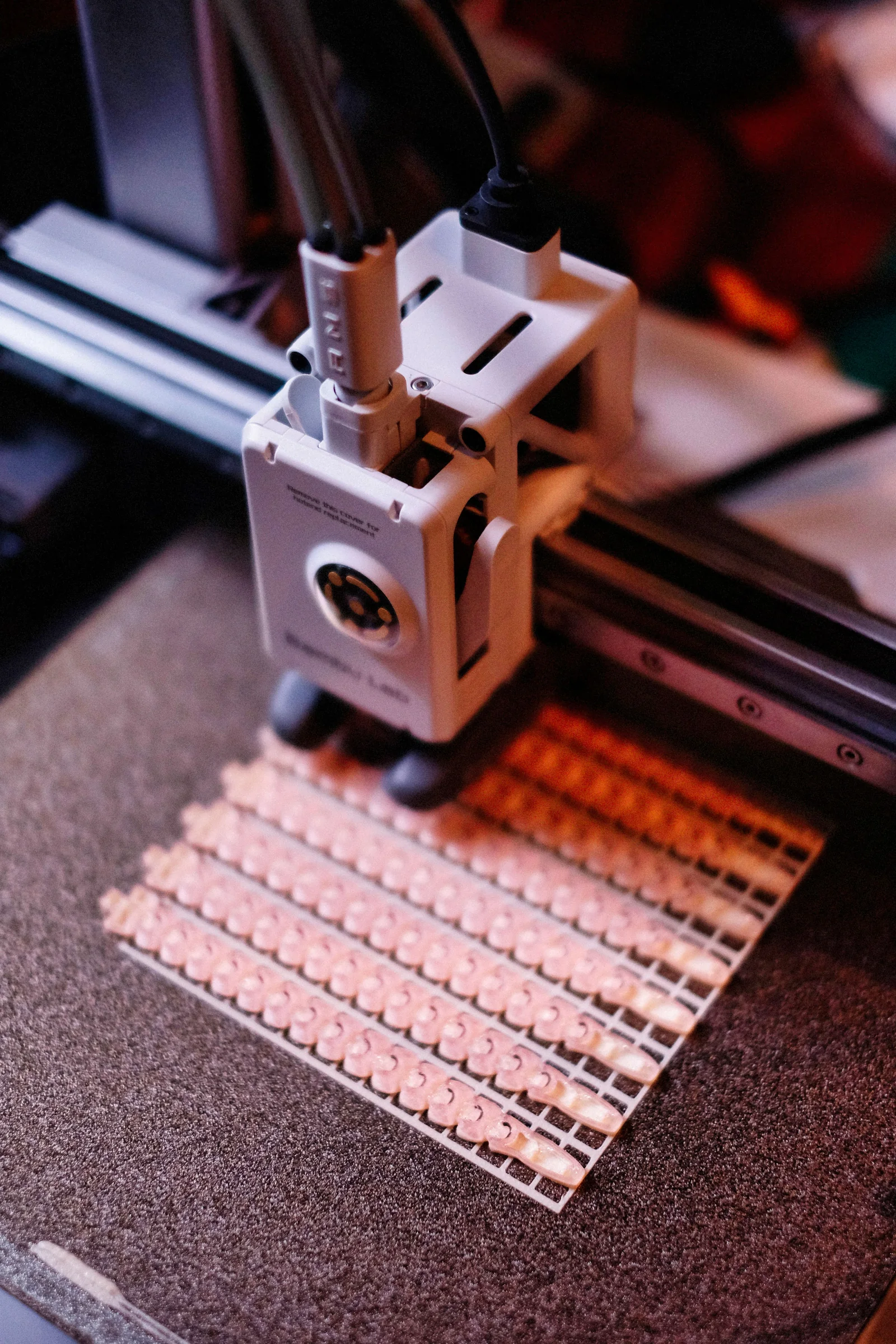 Close-up of a 3D printer extruder